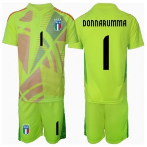 Italia Gianluigi Donnarumma #1 Maalivahti Jalkapallovaatteet Lasten Kotipeliasu EM-Kisat 2024 Lyhythihainen (+ Lyhyet housut)